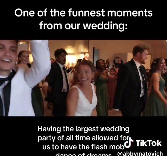 How our wedding party entered the reception. 🥰 #weddingtiktok #mammamia #dancingqueen #abba #flashmobwedding #jesusisking