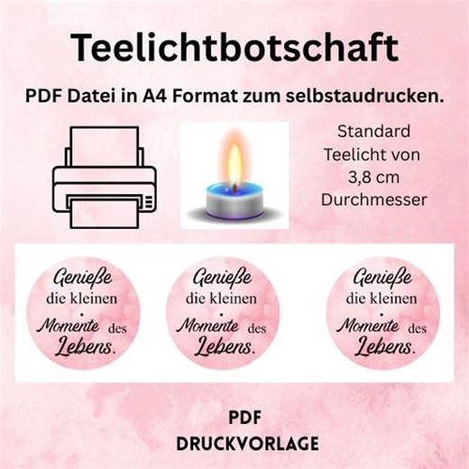 Tealight Message, Magic Tealight, Digital Download as PDF, Candle Tattoos, Candle Stickers, DIY Tealights - Etsy UK