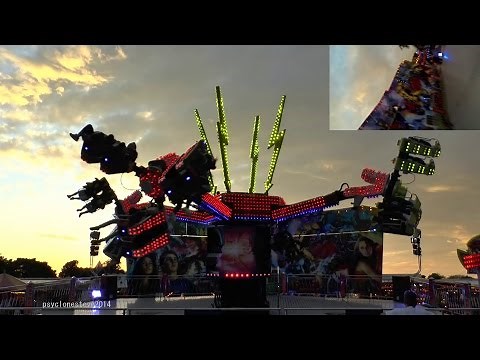 EXTREME orbiter ride, Stanley Thurston's Fun Fair, Letchworth 2014.