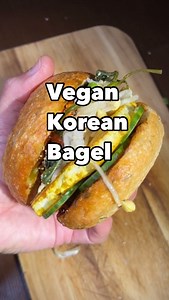 Fully Loaded Vegan Korean Bagel! #bagel #vegankorean #veganhackspod | Vegan Hacks