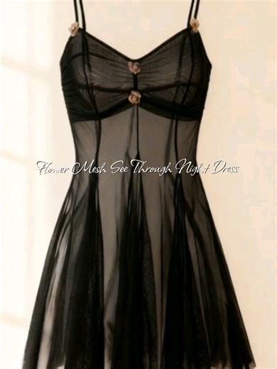 Flower Mesh See Through Night Dress for Elegant Nights