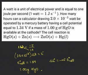 A watt is a unit of electrical power and is equal to one joule ... | Filo
