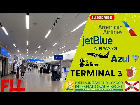 FORT LAUDERDALE INT'L AIRPORT (FLL) TERMINAL 3 FULL WALKING TOUR DEPARTURES, AIRLINES, GATES E & F