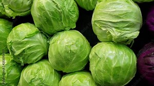 Fresh vegetable cabbage display on the supermarket