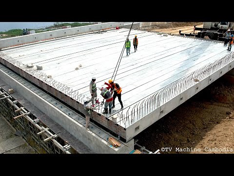 Incredible Setup Beams Of Concrete Bridge Construction Step by Step Using Skillful Crane Lift