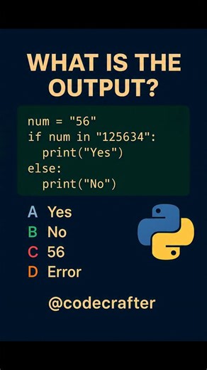 python programming on Instagram: "Day - 4 🔥 New Series — What’s the Output? Can you guess before checking the answer? 🧠💻 Comment your answer below 👇 Output ❓ #python #codecrafter #pythonquiz #pythonlearning #codingchallenge #pythonprogramming #whatistheoutput #pythonlover #learnpython #CodeWithLogic #LearnPython less"