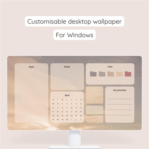 Customizable spring desktop wallpaper for Windows - Canva template link - instant download