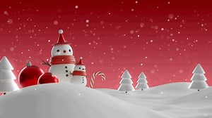 Download Cute snowman with red christmas ball and snow background for free