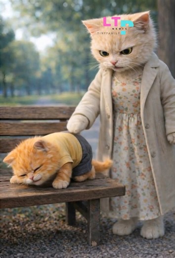 The older cat stole his younger sister's ice cream cone and got a spanking from their mother. #catlover #kittycat #littlebrother #littlesister #icecream #funny #stolen #trouble