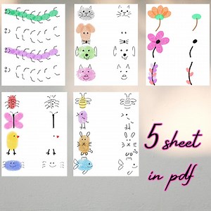 Fingerprint Art Activity: Kids Printable Drawing Prompts (PDF Download) - Etsy