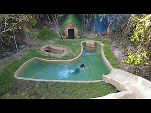 Girl build The Most Beautiful Underground Swimming Pool around Underground House