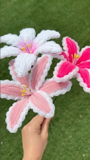 モールで作るゆりの花🩷#モールフラワー #ゆり #枯れない花 #pipecleaners #diyflowers