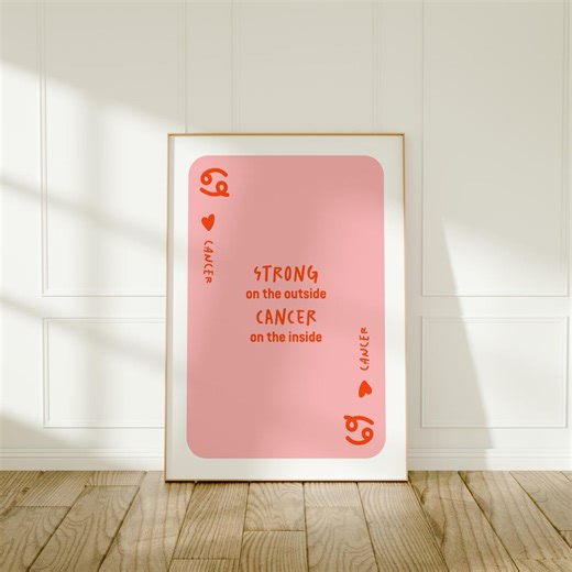 Cancer Printable Wall Art, Strong on the Outside Poster, Zodiac Print, Astrology Gift, Funny Cancer Poster, Zodiac Decor, Instant Download - Etsy