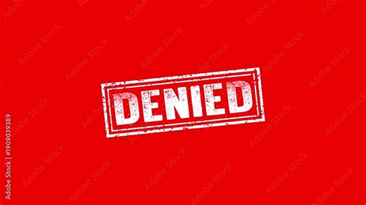 Denied rubber stamp animation. denied texture text Up to down motion graphics. stamp zooming and hit effect 4k video.
