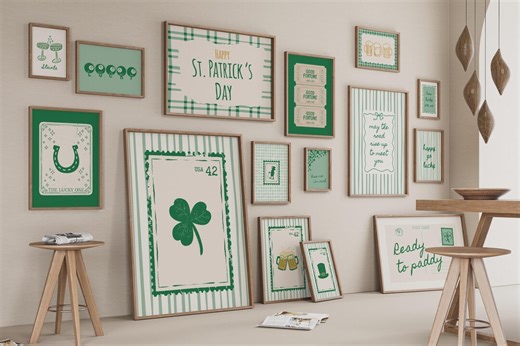 St Patrick's Day Wall Art Set of 15, Shamrock Print, Lucky Posters for Saint Patty's Day Decor, Digital Download - Etsy Ireland