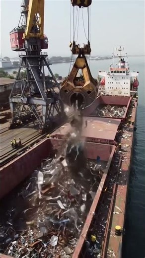 Loading Tons of Scrap Metal onto a Ship #Industrial