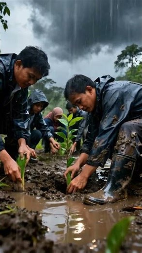 Early reforestation in the forest during the rainy season