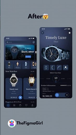 Before & After | Wireframe to UI Design | Watch App Design #figma #ui #wireframe #prototype