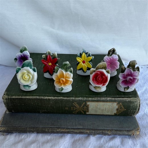 Vintage Flower Place Card Holders, Decorative Porcelain Place Card Holders, China Flowers Dinner Party Place Holders, Shabby Chic, Tea Party - Etsy