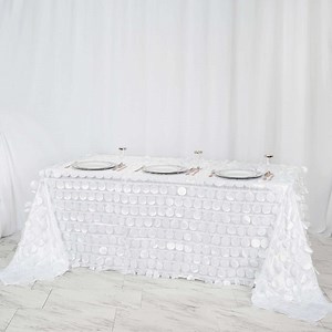 [Hot Item] Wedding Party Luxury Woven Tablecloth 100% Polyester Taffeta Circles Round Petal Soild Color Tablecloth