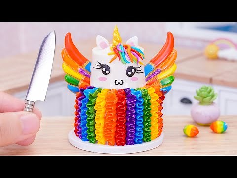 Unicorn Cake 🌈 Colorful Miniature Rainbow Unicorn Wings Cake Decorating | Design by Mini Bakery