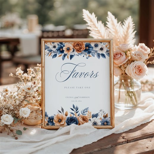 Dusty Blue Terracotta Wedding Favors Sign, Burnt Orange Floral Favor Table Sign, Please Take One, Boho Fall Wedding Reception Sign, C39 - Etsy