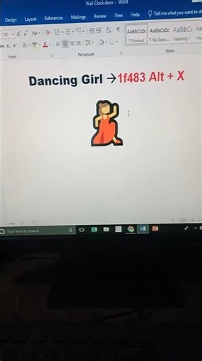 Dancing Girl Symbol 💃 Short Key in MS Word | How to Insert Dance Emoji in Word