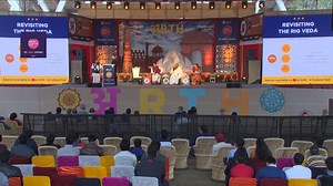 5.2K views · 91 reactions | The teachings of the Rig Veda have been long lost in translation. Satheesha K. S., K. V. Krishnan, Himani Mital and Vasudev Aital with Sanjeev Sanyal decode the ancient teachings and shed light on their true meanings at @spotifyindia presents Arth - A Culture Fest, co-powered by @LimitedMongia, @Manyavar_, @htTweets, and Karigari Partner @sencogoldindia.Arth - A Culture Fest. #IndiaKaArth #Arth #Delhi | ZEE TV | Facebook