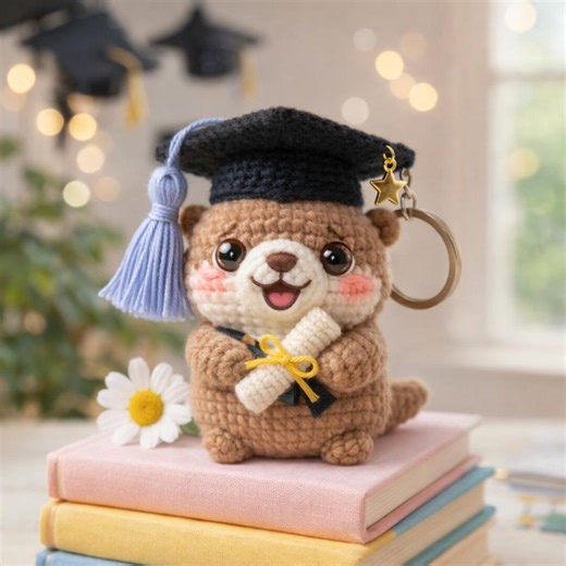 Crochet Graduation Otter Keychain, Handmade Otter With Diploma, Cute Amigurumi Graduate Charm, Senior Gift, Mini Plush Animal - Etsy