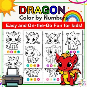 10 Dragon Color by Number Activity | Dragon Color By Number Printable