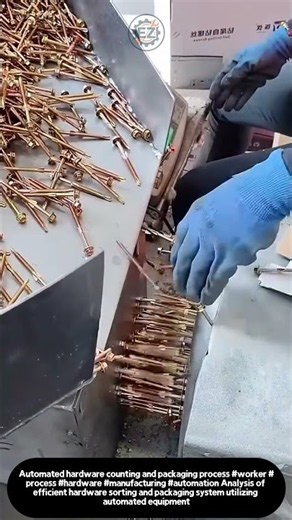Precise metal fastener sorting and counting operation #worker #process
