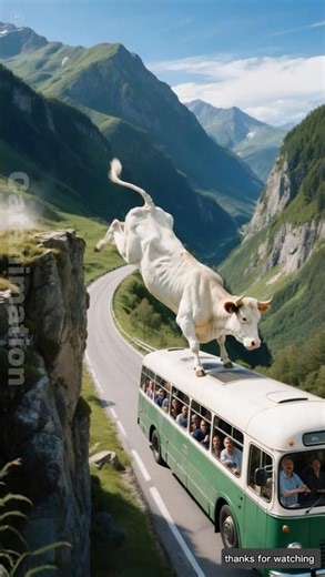 Cow saves bus from getting crushed under a rock 😭 #ai #cow #bus