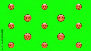 Lots of Very Angry Emojies moving on the green screen, emotion footage for video blogging