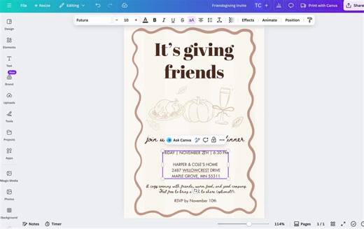Friendsgiving Dinner Invitation Template (editable in Canva) - Etsy