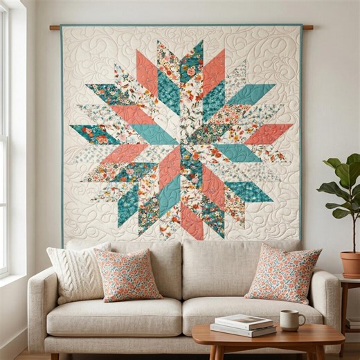 Lone Star Quilt Pattern PDF - Super Detailed Text-based Guide - Modern Floral Design - Digital Download - Step-by-step Sewing Instructions - Etsy New Zealand