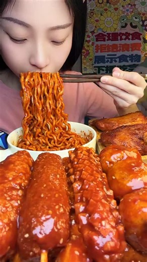 MUKBANG ASMR on Instagram: "Super Crunchy & Saucy! Spicy Noodle Mukbang ASMR"