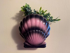 Vintage 1960s Pink & Black Seashell Wall Pocket Planter or Vase - Etsy