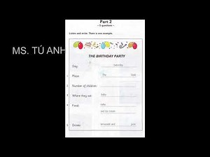 Listening A1, Movers 6, Test 1- Part 2