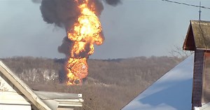 Fiery explosion as another oil train derails