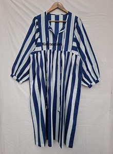 Striped Cotton Gauze Midi Dress, Bohemian Soft Cotton - Etsy