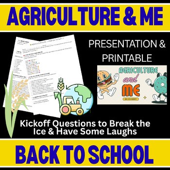 Agriculture Back to School Activity & Presentation No Prep Super Fun Agriscience