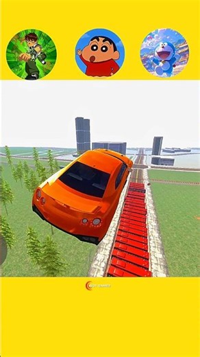 Doraemon vs cartoon + crazy car stunt gameplay 🔥Watch till end 😱 #shorts #cartoon #carstunt #gaming