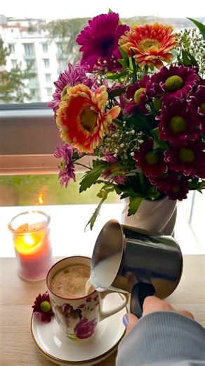 صباح فيروز 🎶 مع قهوه ☕️وورد🌼🌺