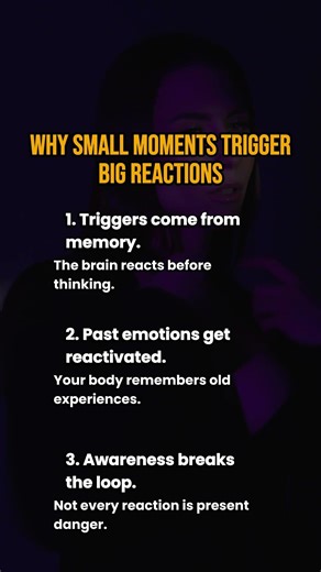 Emotional triggers are stored memories, not current threats. #psycholgyfacts #humanbehavior #facts
