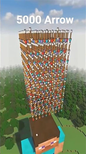 5000 Arrows vs. Steve: Can Minecraft's Hero Survive?😰#minecraft #shorts