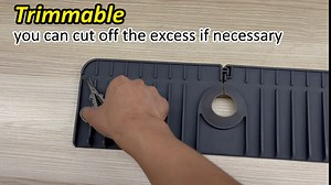 17“ Kitchen Sink Splash Guard - Freefa Silicone Faucet Mat with Anti-drop Buckle & Tight Fit Elastic Hole - Easy to Install Sink Water Splash Guard Foldable Kitchen Soap Tray (Grey 1 PC)