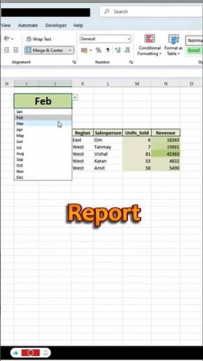 Monthly Sale's Report In Ms Excel 👌💯✅ / #excel #realshahnawaj #exceltutorial #shorts #viralvideo