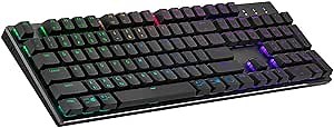 Cooler Master SK653 Wireless Bluetooth Space Gray Full Mechanical Low Profile Gaming Keyboard, Linear Red Switches, Customizable RGB, Ergonomic Design, Mac/Windows, QWERTY SK-653-GKTR1-US)