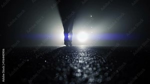 security guard observing property at night. crime prevention background