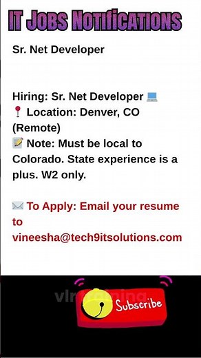 Sr Net Developer Job in Denver, CO Sept 17, 2025 #hiring #jobsearch #jobopening